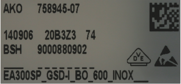 00747918 Panel Bosch | Siemens